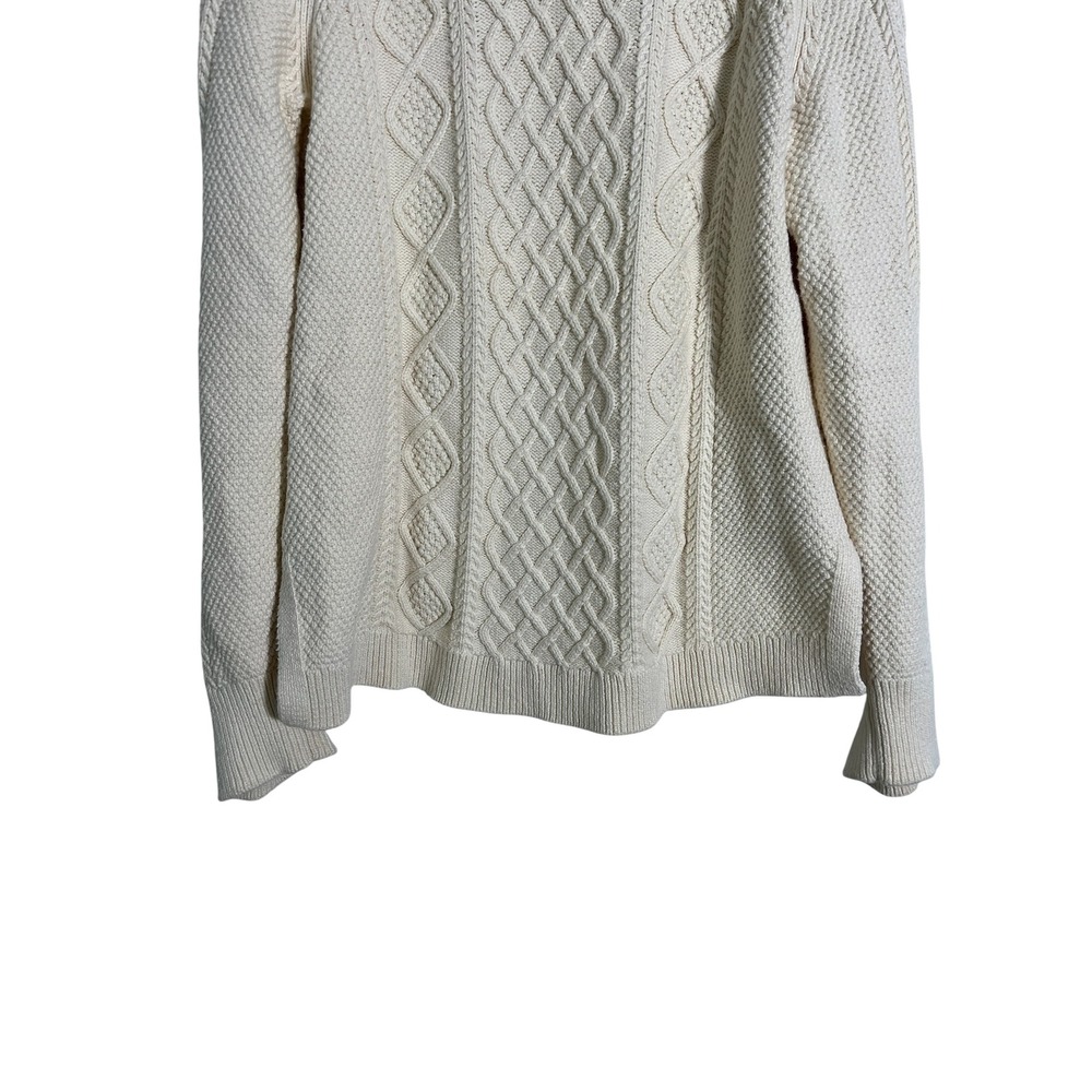J. CREW Cotton Cable Knit Crewneck Fisherman Sweater BM302 - Picture 7 of 12